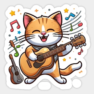 funny cat playing guitar - cat lover funny gifts for cat lover Sticker